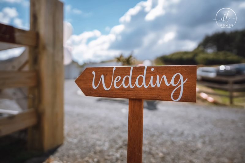 wooden wedding signage